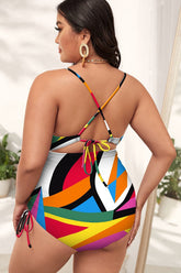 (XL-4XL) Maillot de bain une pièce à imprimé floral et découpes